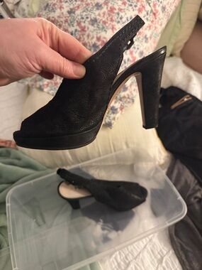 Prada Black Peep-Toe Slingback High-Heel Sandals